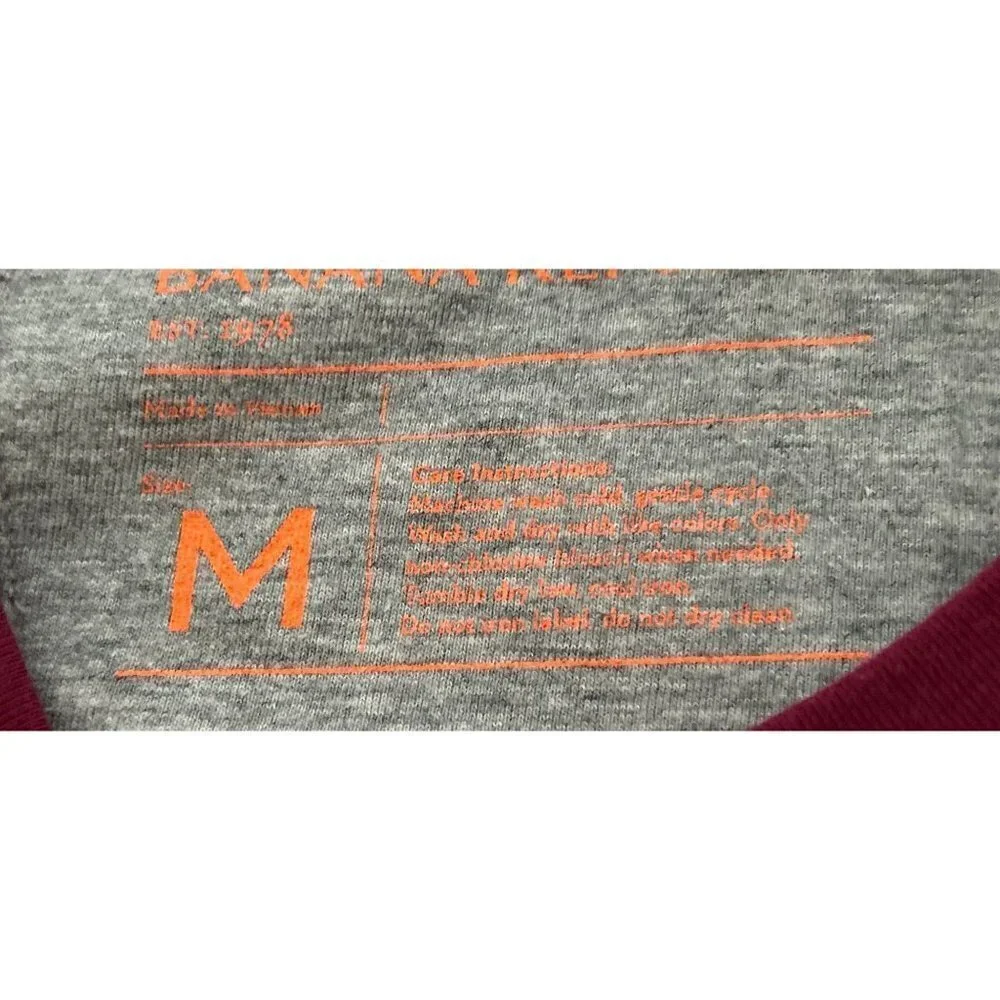 BANANA REPUBLIC Cotton Waffled Tee Sweatshirt Crewneck in Burgundy Size Med